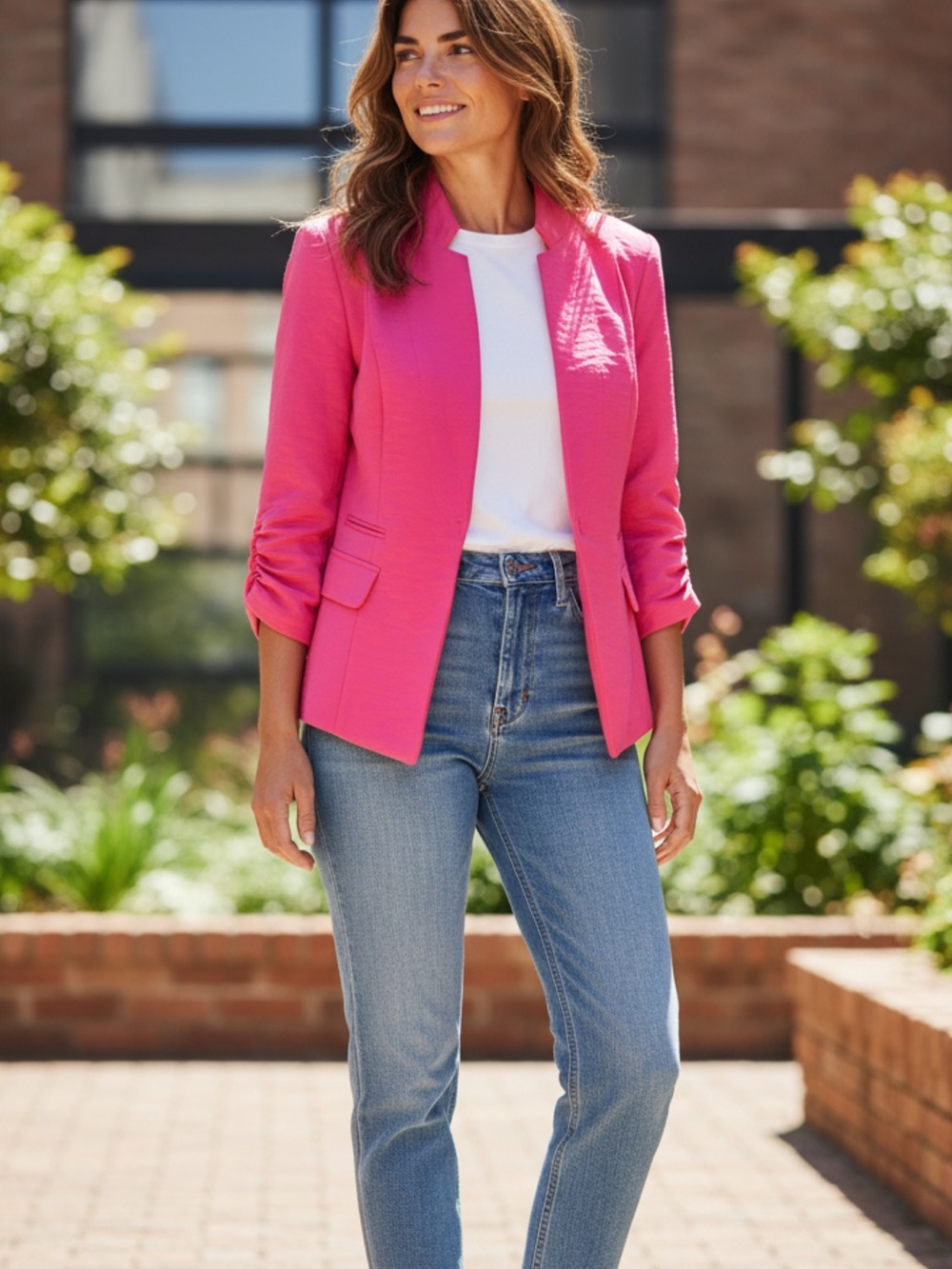 Charlotte Russe Hot Pink Open-Front Blazer